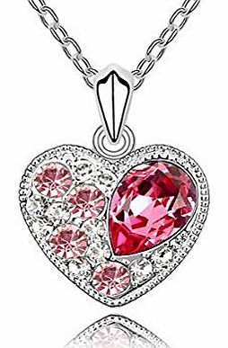 Christmas Gifts Ninabox Lover Jewellery Pink SWAROVSKI Crystal Heart Pendant White Gold Plated Ladies Necklaces Gold Chain Fashion Jewellery Girlfriend Wife Lover Birthday Gift Chain Length: 17cm. NF0
