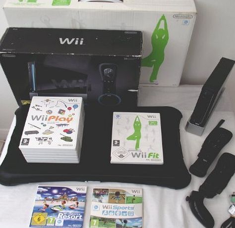 Nintendo Wii Console Black Sports Resort Edition(Includes Wii Sports Resort and Wii Sports)   Wii Fit Bundle - UK PAL Version (Limited Stocks)