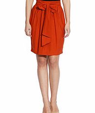 NISSA Orange bow front knee length skirt