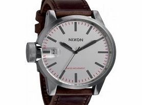 Nixon Mens Chronicle Silver Brown Watch