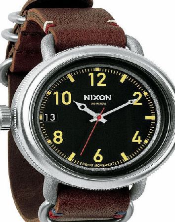 Nixon Mens Nixon October Leather Watch - Black Brown