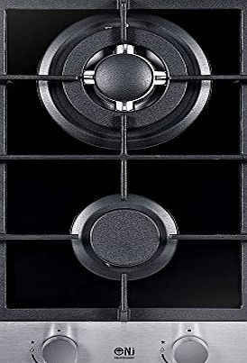 NJ Domino-302G Built-in Gas Hob 2 burners 30cm Black Glass Wok burner LPG   NG Kit
