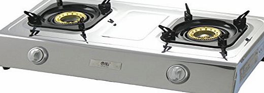 NJ NSD-2 Gas Stove Cooktop 2 Burners Stainless Steel Indoor Caravan 7.2kW WOK