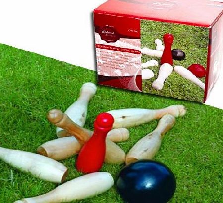 NJC Wooden Skittles Set Garden Skittles Game Outdoor or Indoor Skittles GREAT FAMILY FUN GAME