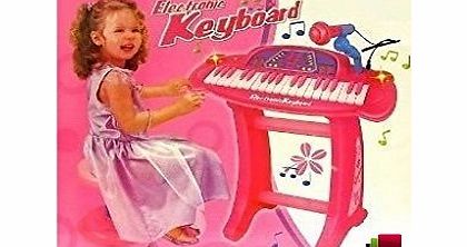 NMIT UKBAZAR Kids Childrens Electronic 36-Key Keyboard Piano Record Microphone with Stool PINK