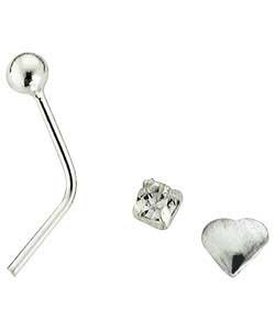 9ct White Gold Nose Studs