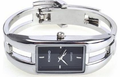 no BestDealUK Modern Silver Fashion Alloy Case Bracelet Black Dial Women Quartz Watches