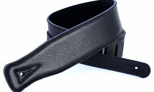 No Bull Music Gear DBM Italian Leather Guitar Strap: Black Ultra Soft Strap (Up to 1.3m) for Electric / Acoustic / Bass Guitar