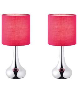Chrome Touch Effect Table Lamps - Fuchsia
