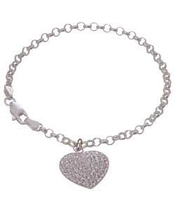 no Ice Glitz Sterling Silver Crystal Heart Bracelet