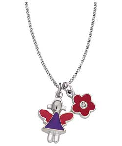 no Sterling Silver and Enamel Flower Fairy Pendant