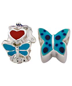 no Sterling Silver Childs Blue Enamel Bead Charms