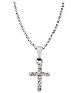 no Sterling Silver Childs Crystal Cross Pendant