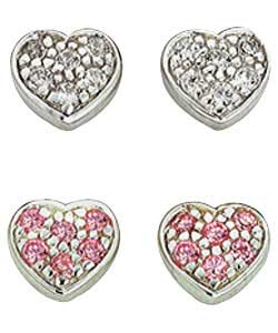 no Sterling Silver Cluster Heart Stud Earrings
