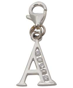 no Sterling Silver Cubic Zirconia Initial Charm -