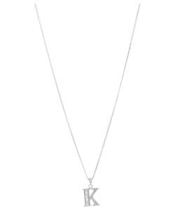 no Sterling Silver Cubic Zirconia Initial Pendant -