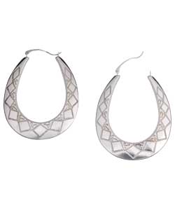 no Sterling Silver Large Faceted Creole Earrings