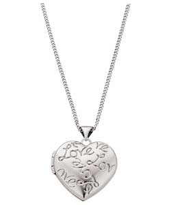 no Sterling Silver Love Script Heart Locket Pendant