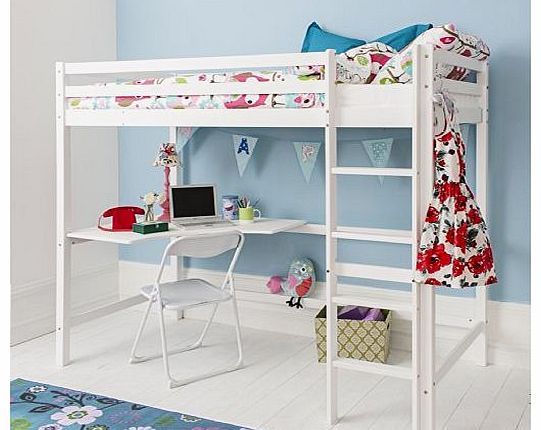 Cabin Bed High Sleeeper with Desk in WHITE , Bunk Bed - HIGH Sleeper W