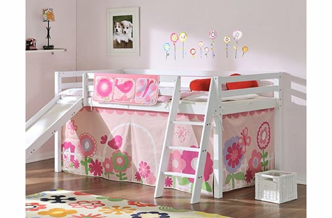 Noa and Nani Cabin Bed in White with Slide Floral Tent 6566WG-FLORAL