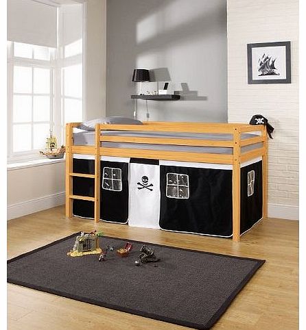 Cabin Bed Mid Sleeper in Pine with Tent Pirate 578PINE PIRATE