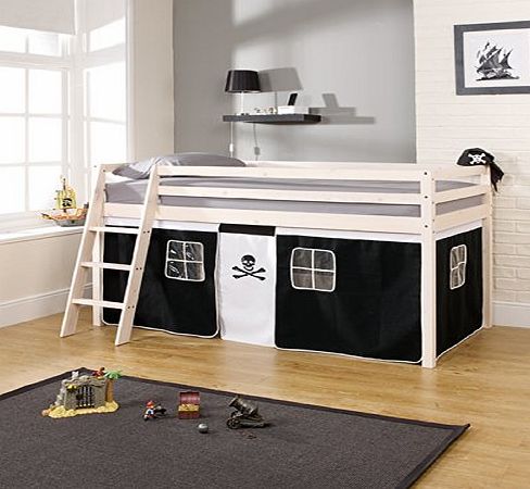 Noa and Nani Cabin Bed Mid Sleeper Wooden WHITEWASH Bunk Bed with Pirate 5758WW-PIRATE