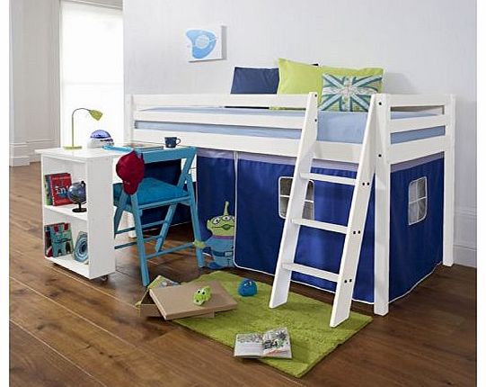 Cabin Bed with Desk in BLUE , WHITE Bed with Tent BLUE WG
