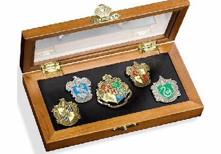Noble Collection Hogwarts House Pin - Five Pins in Display Case. Harry Potter Noble Collection
