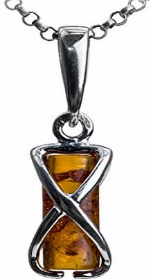 Noda Amber Sterling Silver Pendant Neclace Chain 18`` 46cm
