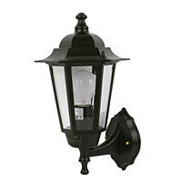 6-Panel Coach 60W Black Lantern Wall Light PIR and Photocell Included