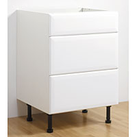 Non-Branded 600mm 3 Pan Drawer Base Unit Freestyle Gloss White