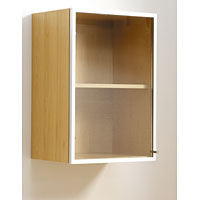 Non-Branded Glass Wall Unit Flat Pack Beech 500mm
