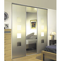 Mirrored Sliding Door Silver Etch 2286x760mm