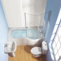 Non-Branded Wharf Shower Bath Bathroom Suite White Whirlpool Right Hand