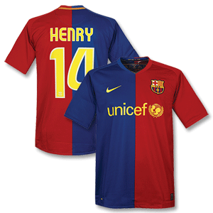 None 08-09 Barcelona Home Shirt   Henry 14