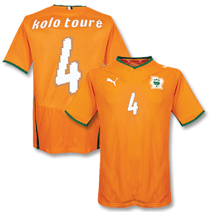 None 08-09 Ivory Coast Home shirt   Kolo Toure No. 4