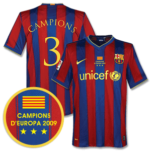 None 09-10 Barcelona Home Shirt   Winners Transfer   Campions 3 *Delivery Mid-June