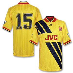 None 93-94 Arsenal Away Players Shirt   No.15 (Limpar) Premier League Sleeve Patch