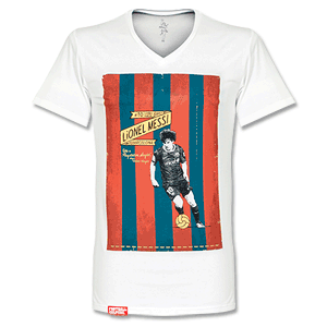 Football Culture ``Messi`` V-Neck T-Shirt - White