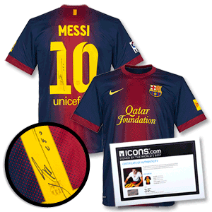 None Leo Messi Barcelona Home Signed Shirt 2012-2013