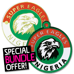 Nigeria Badge and Rubber Keyring Set