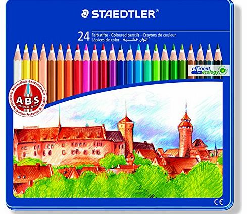 Noris Staedtler Noris Club 145 CM24 Colouring Pencils in Castle Design Tin - Assorted Colours (Pack of 24)