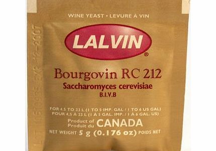 NorthernBrewer Lalvin RC 212 Yeast Red Wine 5g Sachet Homebrew Wine Making 4.5L-23L Pinot Noir