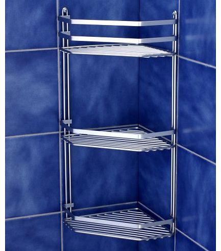 Satina Wire Triple Shelf Corner Shower Basket Chrome