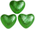 Novelty Chocolate Co. 100 Green, foil wrapped, milk chocolate hearts