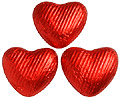 100 Red foil wrapped, milk chocolate hearts