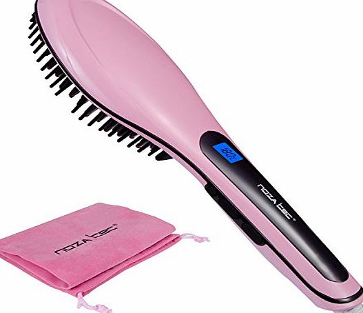 Noza Tec Hair Straightener - Silky Straight Hair Brush with Anion Hair Care, Anti Scald Static Electric Hair Straightening Comb, Make Tangled Hair Silky Massager with Detangling Digitial LCD,Professional Grade