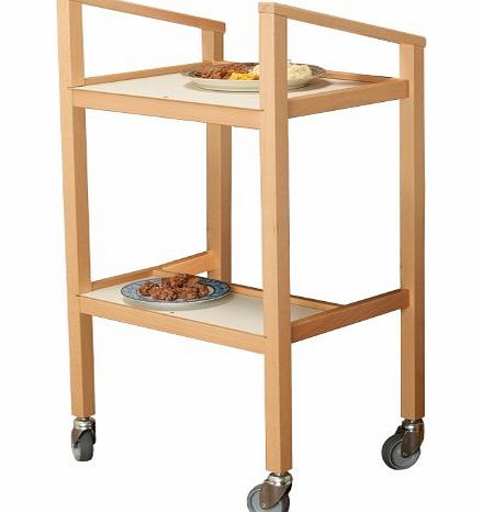 NRS Healthcare NRS Home Helper Classic Wooden Wheeled Household Trolley with Two Shelves