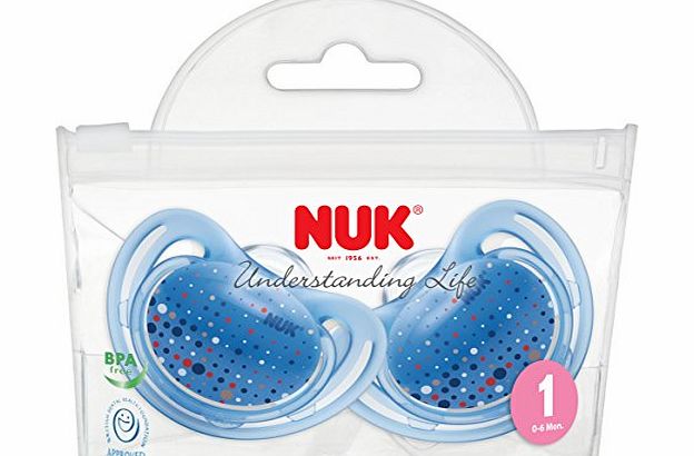 NUK Freestyle Silicone Soothers 0-6 months (Size 1, Blue)