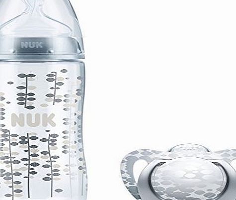 NUK Limited Edition Bottle and Soother Set (0-6 m, Silver)